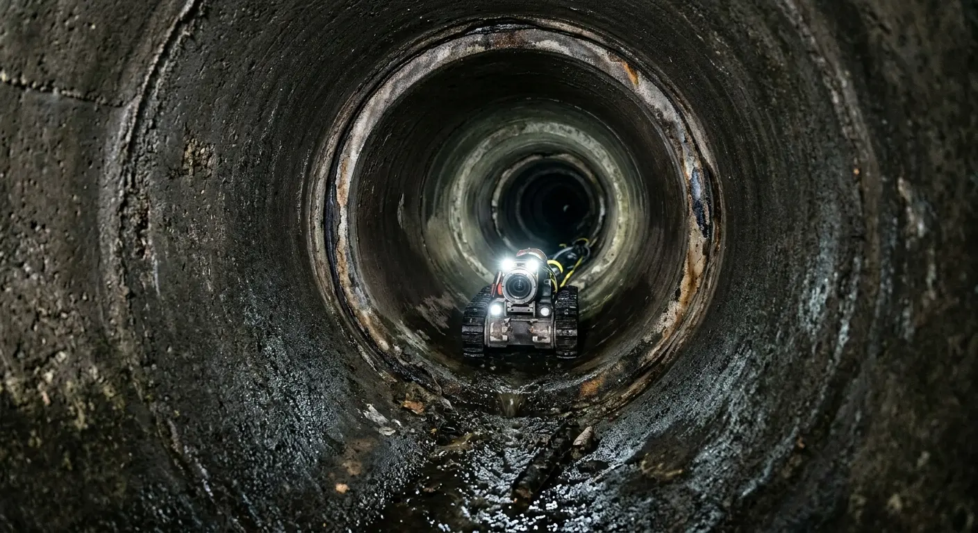 Robotic sewer camera inspecting pipe interior for Sewer Line Repair in Ladue